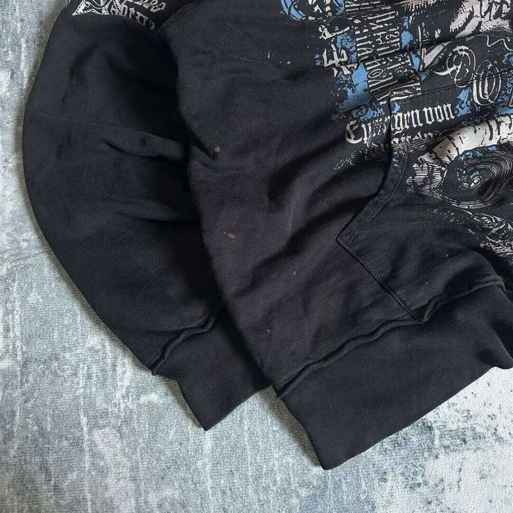 Affliction Gothic Y2K New Retro Pattern Oversize Zipper Hoodie Hip Hop Street Casual Sweatshirt Personality Men clothing Z260314