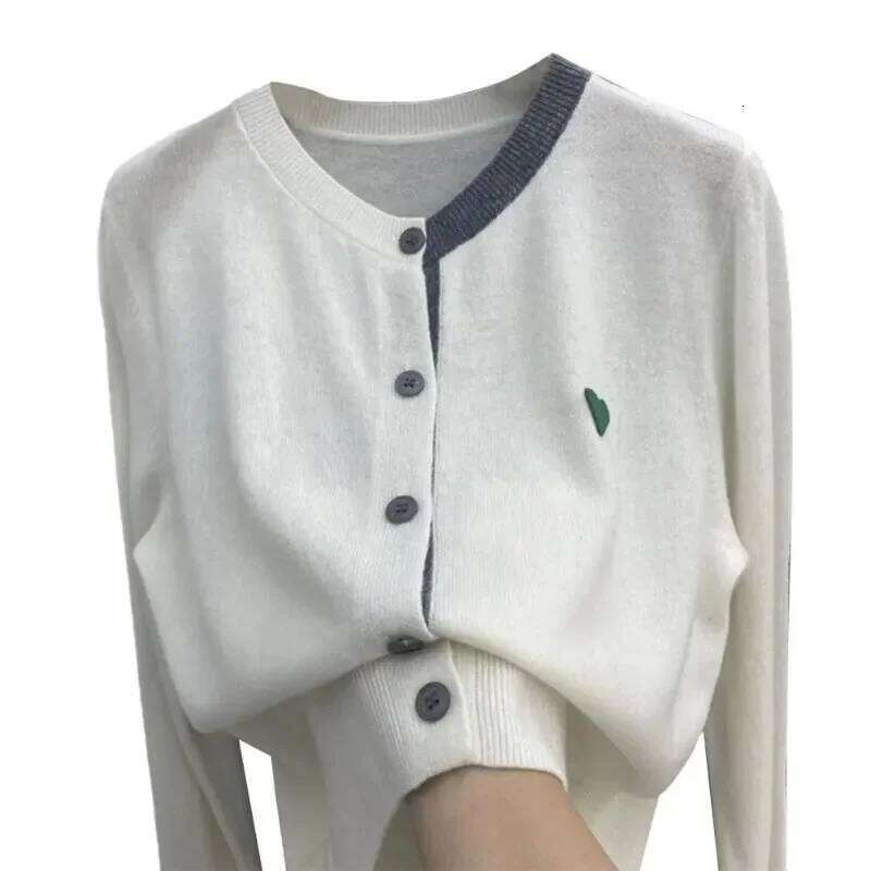 Women Fall Winter Knit Cardigan Single-breasted Round Neck Color Matching Elastic Warm Anti-pilling Lady Sweater Coat Z260313