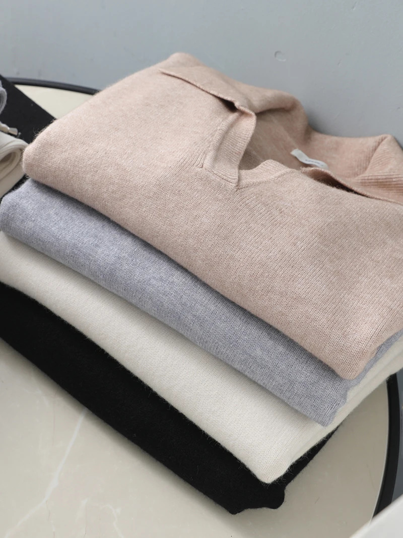 2 Pieces Set Women oversize Tracksuit polo collar Sweater Pullover straight pants Sweater Set CHIC Knitted Outwear sweater suit 260309