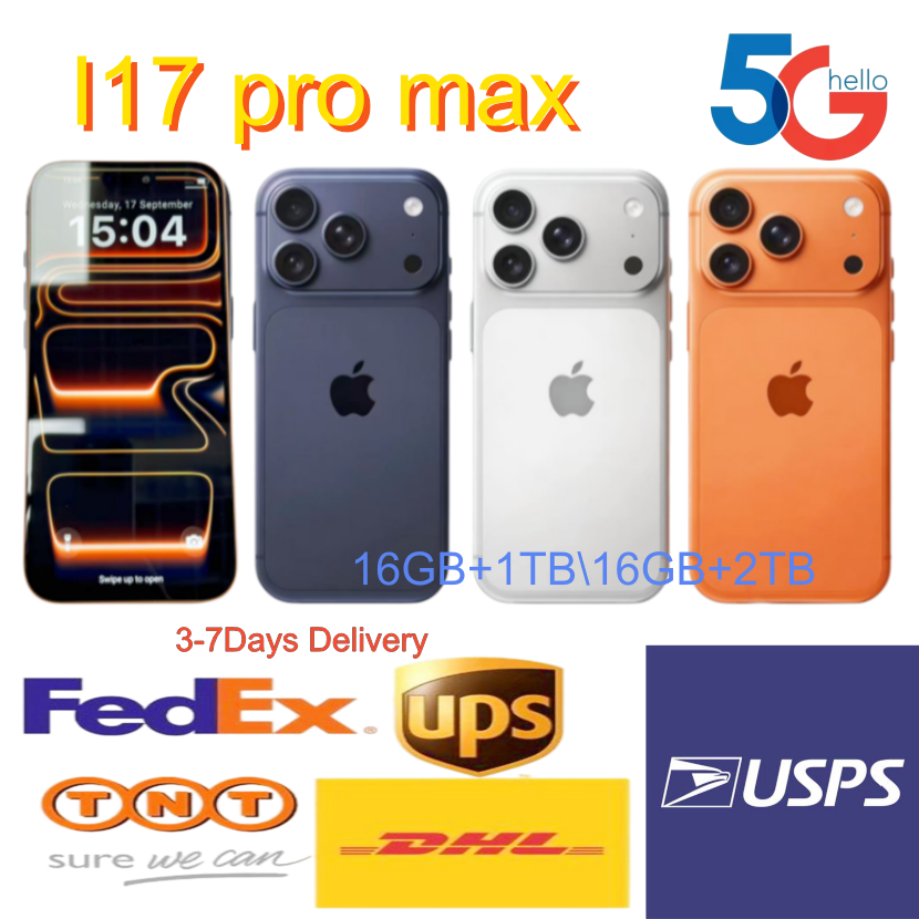 i17 air i17 Pro Max 16+1TB wireless charging network 5G smartphone unlock 7.3 full HD 72+108MP pixel fingerprint unlock facial recognition