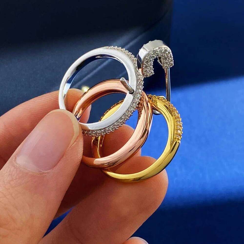 Connection Three Layers Pin for Women CZ Cubic Zirconia Stackable Rings Stainless Steel New Year Gift Party Jewelry H260312