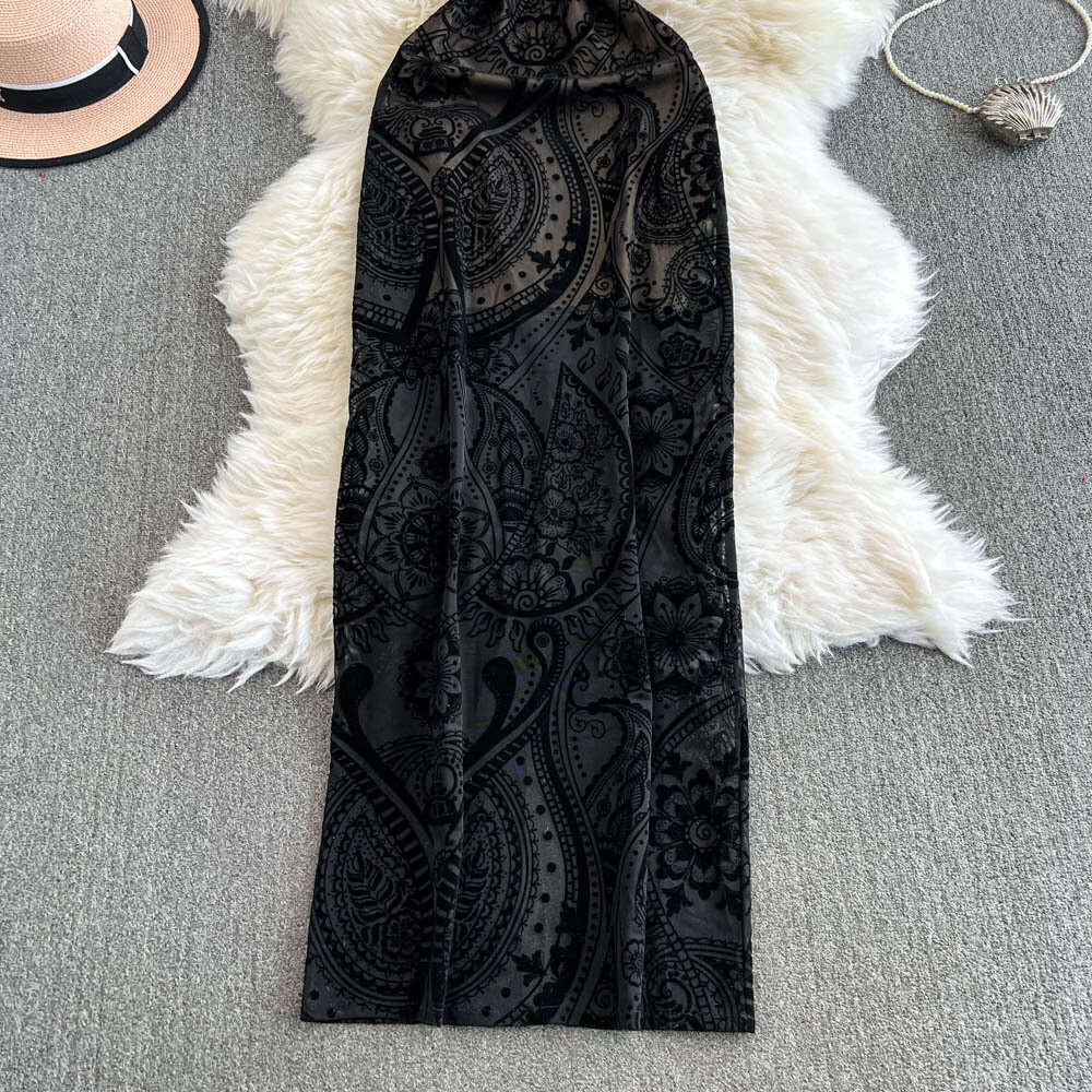 a18 2026 Designer High end Fashion Dress Feminine Elastic Slimming Plush Printed Waist Sleeveless Strapless