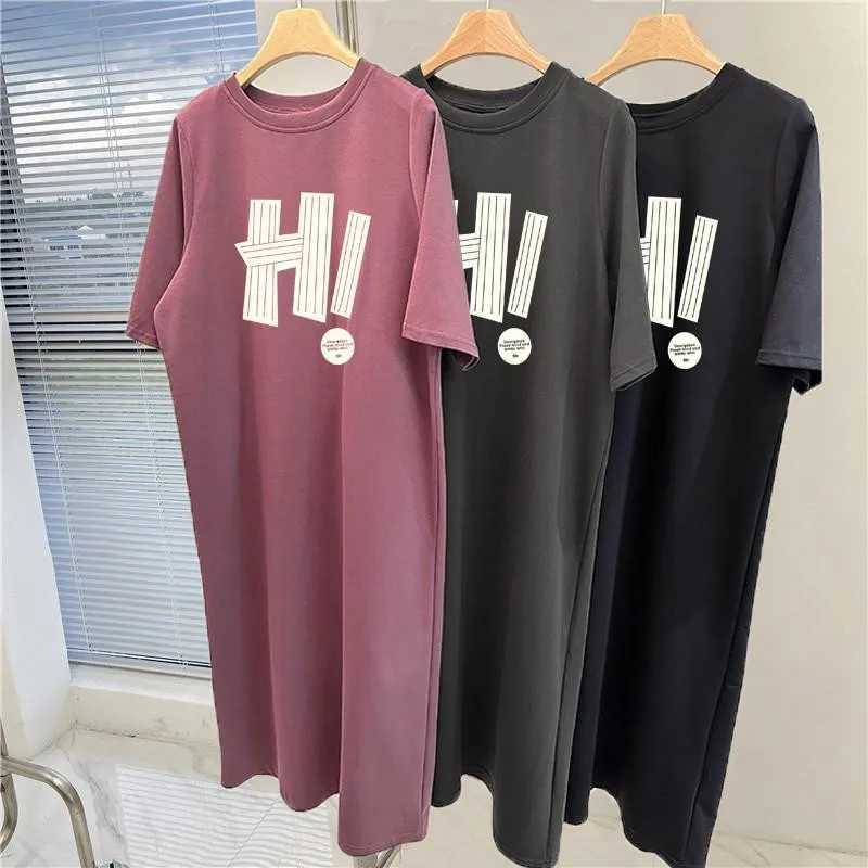 Korean Casual Loose Short Sleeved Dress Womens Summer New Plus Size Pullover DressT260314
