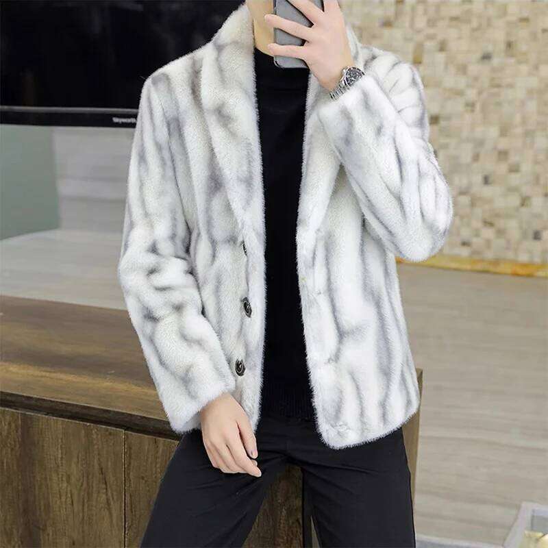 Men's winter mink jacket with fleece blazer collar wool Winter premium short fur coat Z260313