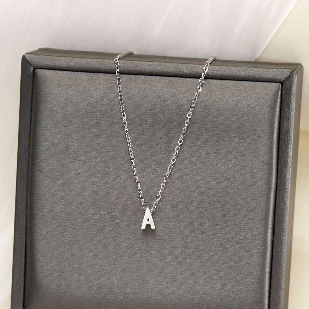 Silver Color Tiny A-Z Initial Letter Necklace for Women Stainless Steel 26 Alphabet Name Pendant Necklaces Jewelry Birthday Gift H260312