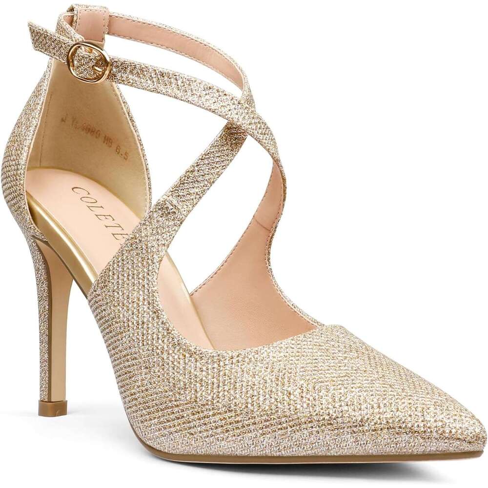 Womens Pointed Toe D Orsay Pumps Stilettos High Heel Crossed Ankle Strap Dress Shoes MOJIDASHU