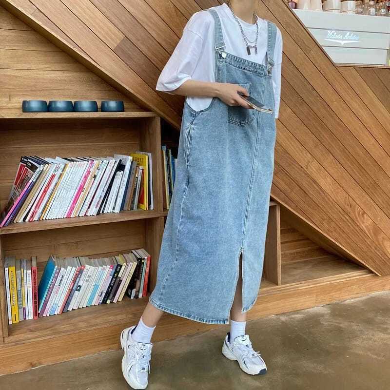 Spring Summer Denim Overall Dress Women Sleeveless Jeans Dresses Fashion Female Solid Slip Casual Loose Spaghetti Strap DressesT260314