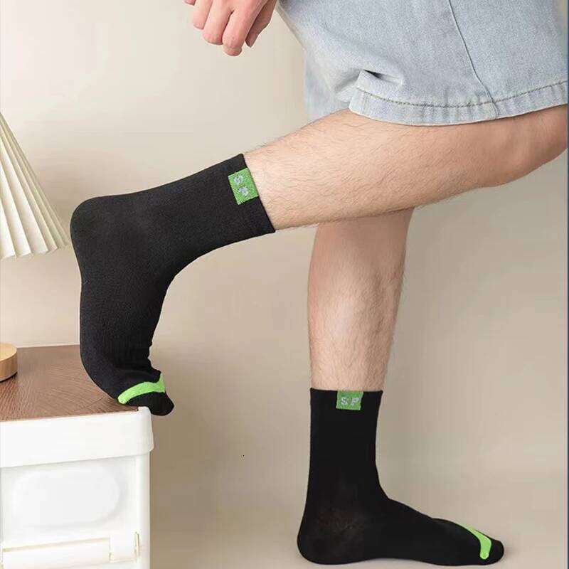 5 Pairs/Lot Men's Socks Polyester Cotton Fashion Street Fun New Styles Middle Tube Soft Breathable Short Casual Sock Z260313