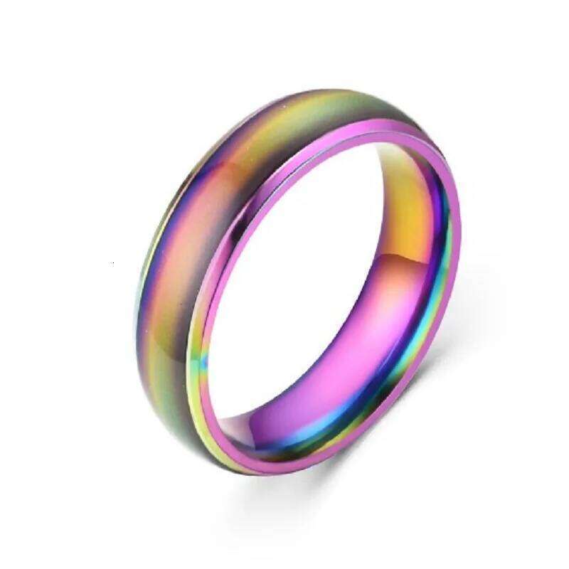 5 Colors Stainless Steel for Men Women Changing Color Mood Temperature Sensitive Glazed Ring Couple Jewelry H260312