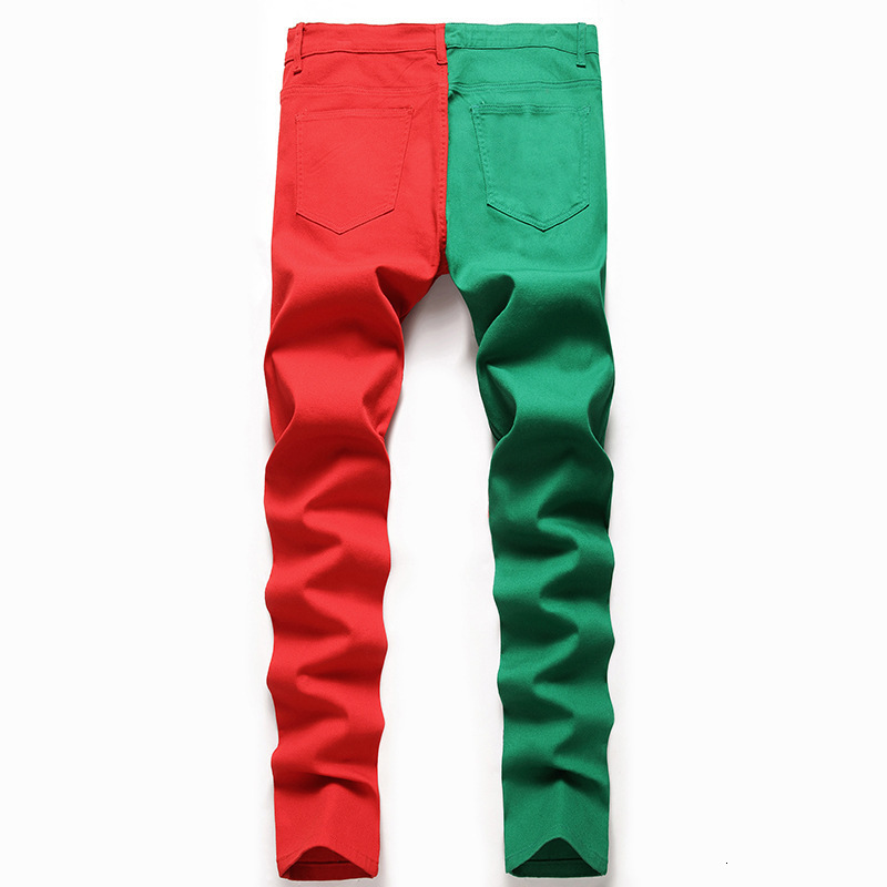 Two Colors Spliced Into Jeans Mens Fashion Casual Trousers Black White Denim Pants Y2k Mens Jeans Men Pants 240830