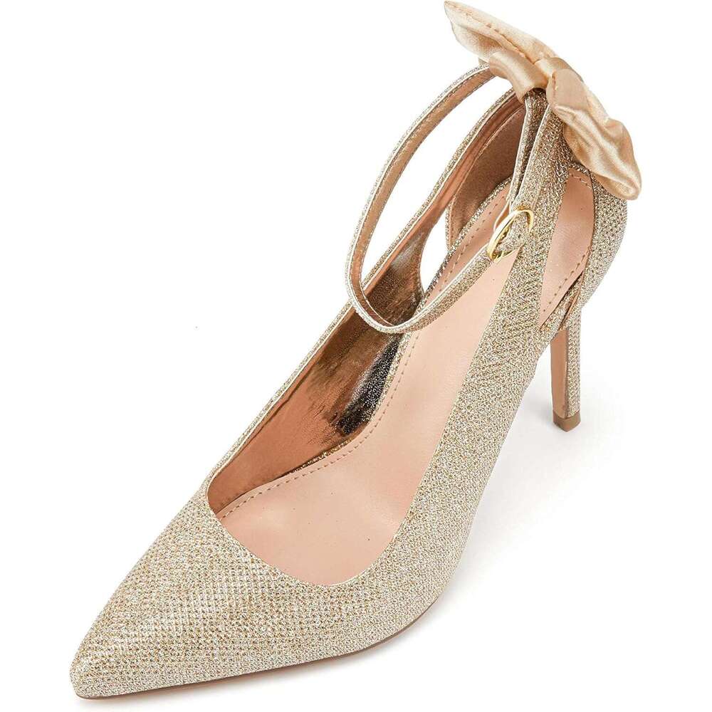 Womens High Heels Bow Tie Back Sexy Stiletto Ankle Strap Wedding Dress Pumps Shoes MOJIDASHU
