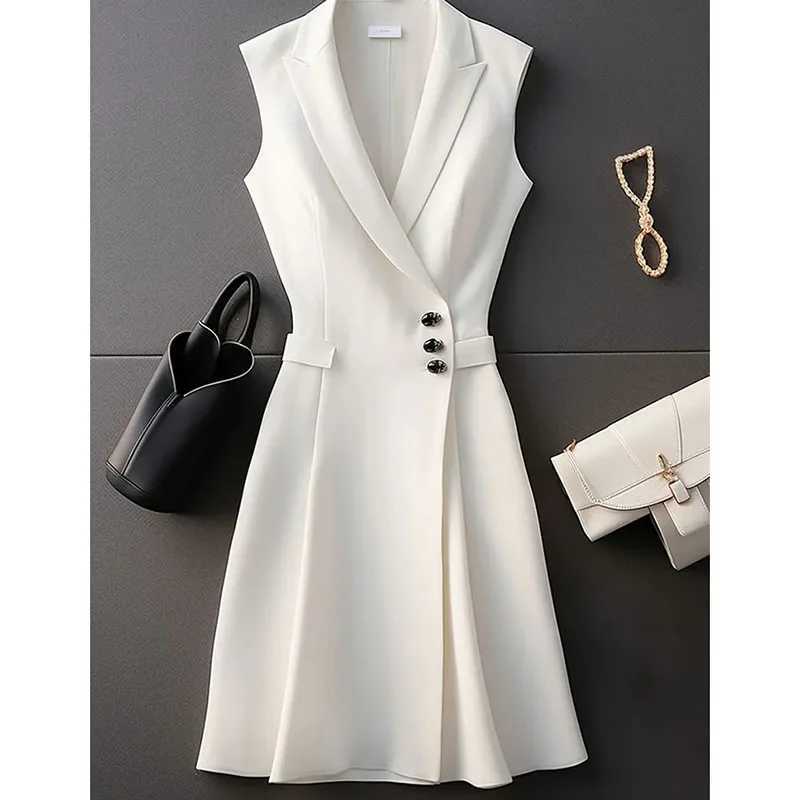 Spring Summer 2025 New Sleeveless High-end Exquisite Womens Vest Jacket Slimming Fashion Temperament Female Leisure Suit DressT260314