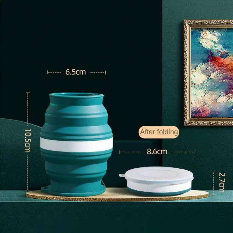 Portable Silicone Cup Foldable Travel Mug Heat Resistant Collapsible Water Cups with Lid Lanyard for Outdoor Camping Drinking Z260314