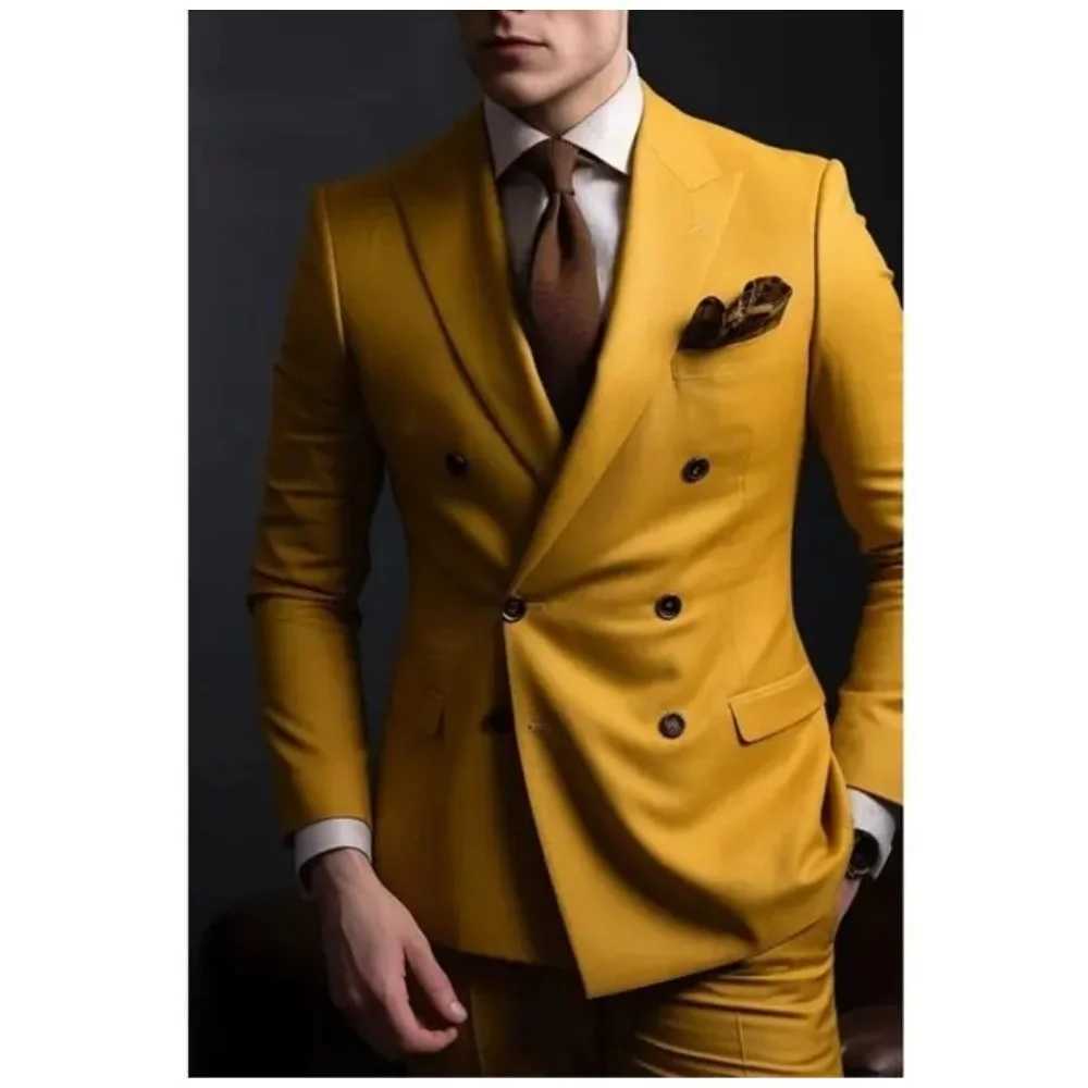 Mens Wedding Tuxedo Suit Formal Sparkling Orange Burnt 2-Piece Suit with Metal Button Trabajo Daily Wear a03 M260313