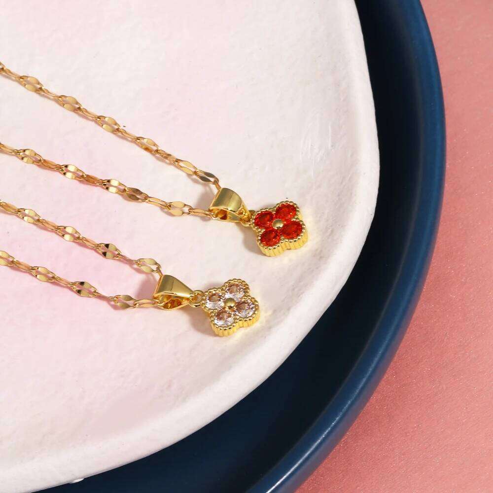 Stainless Steel Multicolor Zircon Cr Necklace Female Personality Fashion Niche Collarbone Chain Design Sense H260312