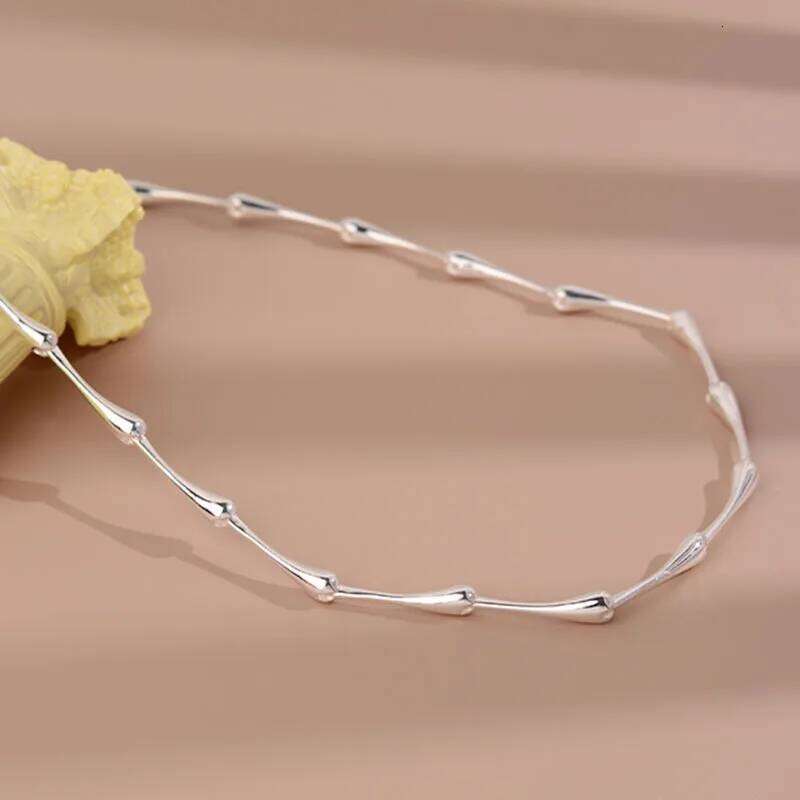 FOXANRY Minimalist Silver Color Clavicle Necklace for Women New Trendy Creative Bamboo Chain Party Jewelry Gifts H260312