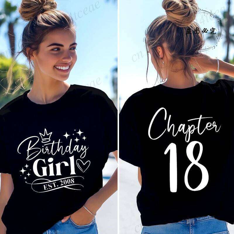 Est. 2008 Women's T-shirts Funny Gifts for Girls Tees Chapter 18 18th Birthday Girl Graphic Tops Female Clothing Z260314