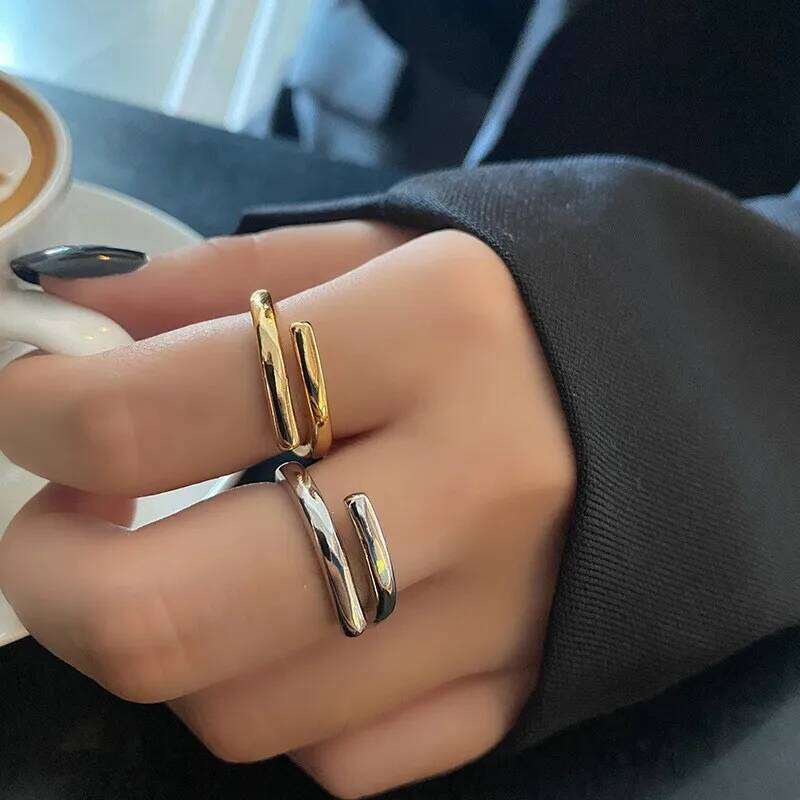 Classic Simple Stainless Steel Line Double Layer Couple Rings for Men Women Temperament Trendy Hip Hop Finger Jewelry Accessory H260312