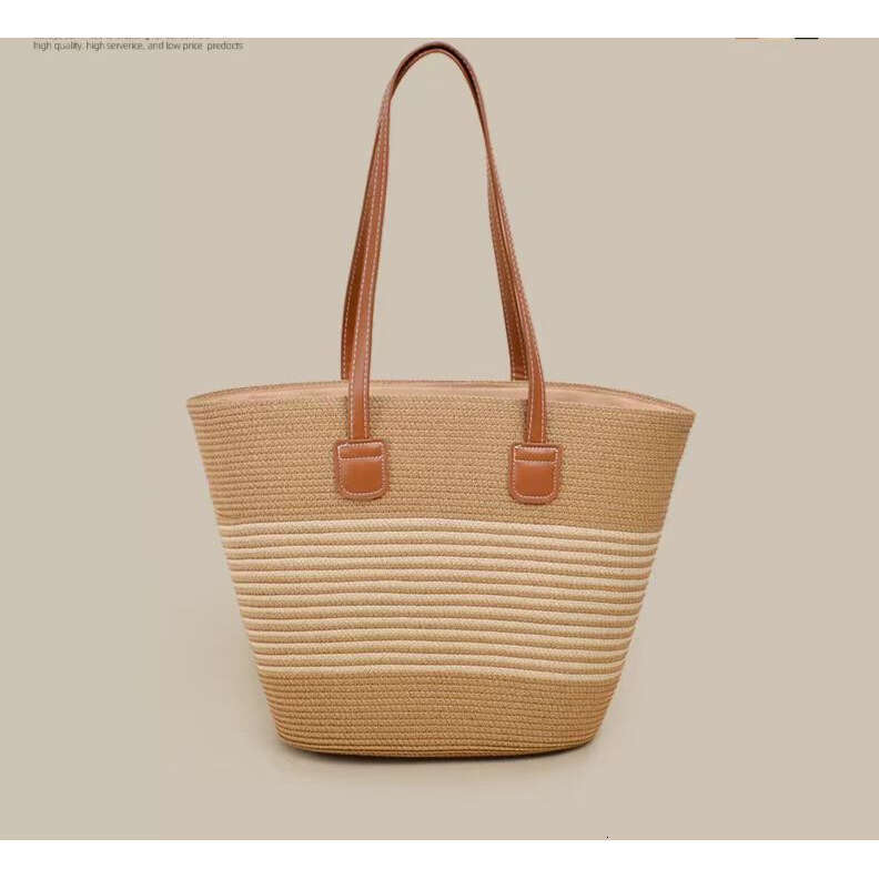 Pastoral Style Woven Women's Casual Versatile Beach New Trendy Fashion Striped Shoulder Underarm Straw Bag