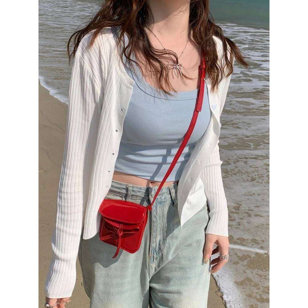 Summer Women Cardigan Korean Elegant Knitted Long Sleeve Female Sweater Tanks Fashion New Slim Ladies Casual Tops Z260313