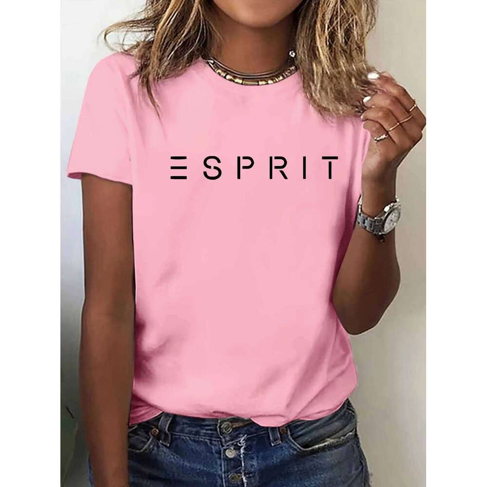 WomenS Graphic Casual Crew Neck Short Sleeve T-Shirt with Letter Everyday Tshirt Bold Print Tee Z260314