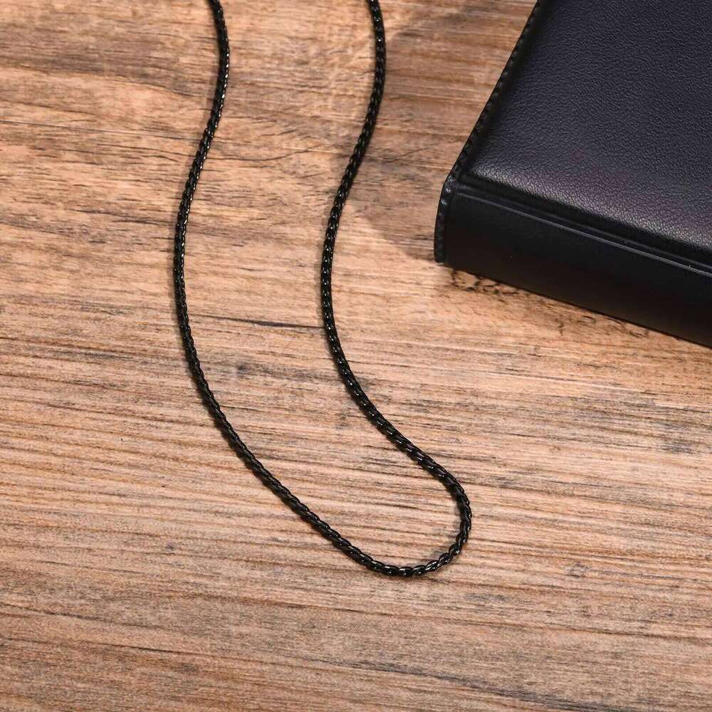 2MM Black Stainless Steel Necklaces for Men Boys,Stylish S Shape Chain Links Coller,New Fashion Jewelry Gifts H260312