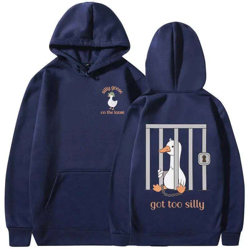 Stupid Goose Loose Hoodie, Funny Men's Women's Casual Clothing Pure Autumn and Winter Hoodie with Too Silly Memes Z260314