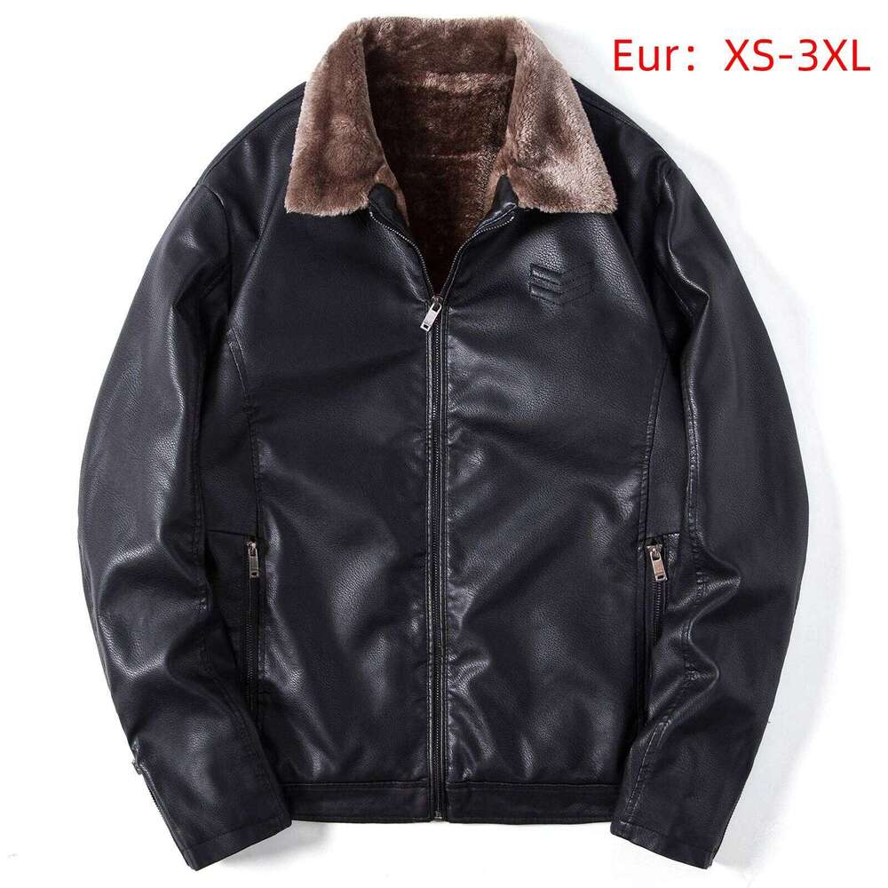 Fashion Men's PU Leather Winter Thickened Plush Lining Retro Bomber Jacket for Men Business Casual Coat Z260313