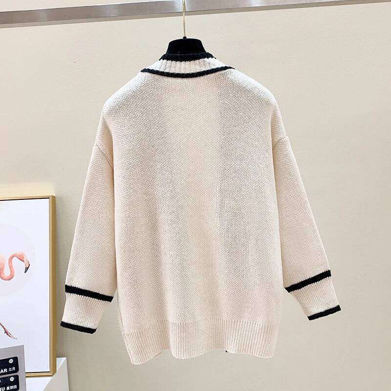 Varsity Cardigan Women Soft Knitted Open Front Sweater Jacket Cardi Collaege Student Girl Fall Winter Preppy Style Suter Ligero Z260313