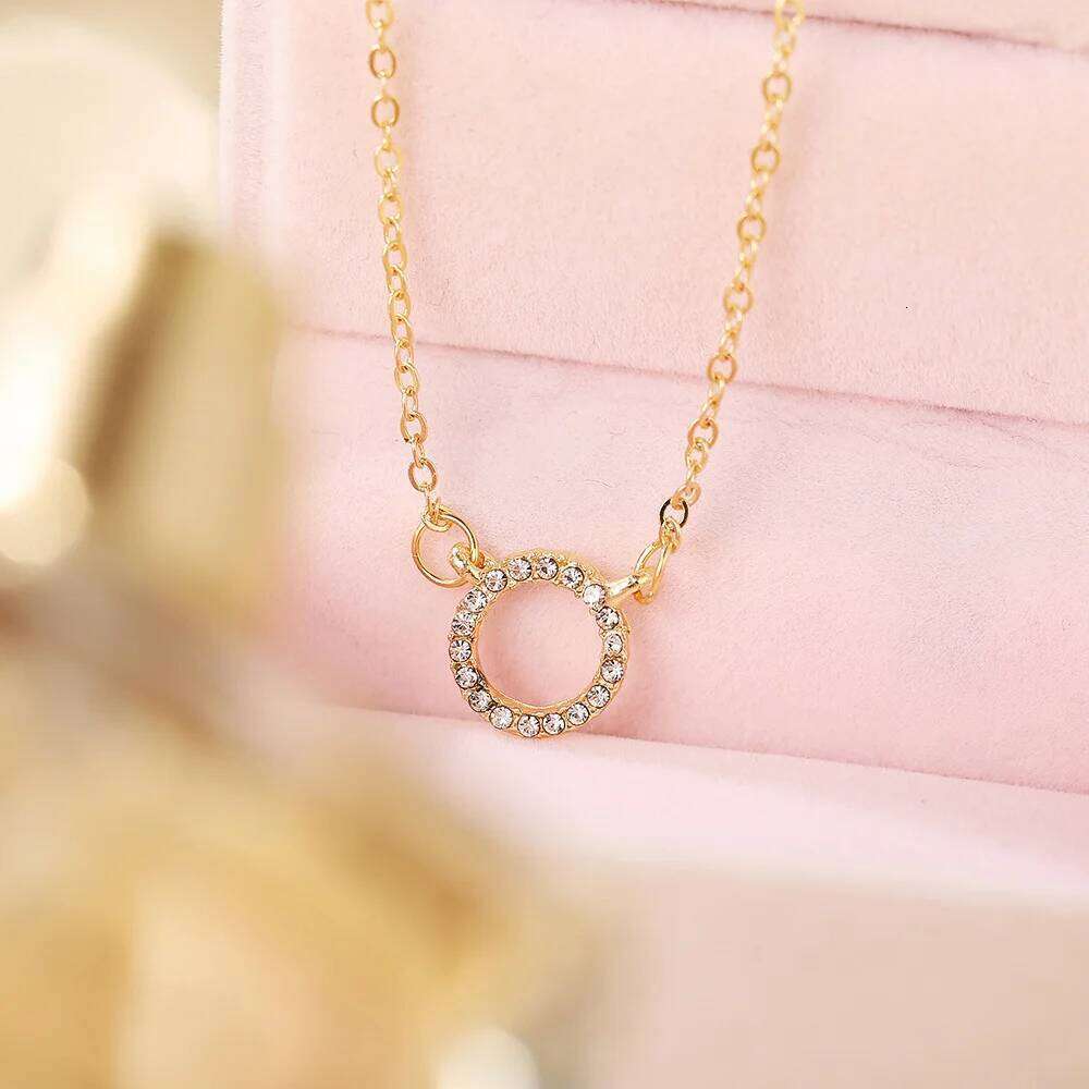 Fashion Geometric Circular for Women Minimalist Stick Pendant Link Chain Necklace Collarbone Collares Jewelry H260312