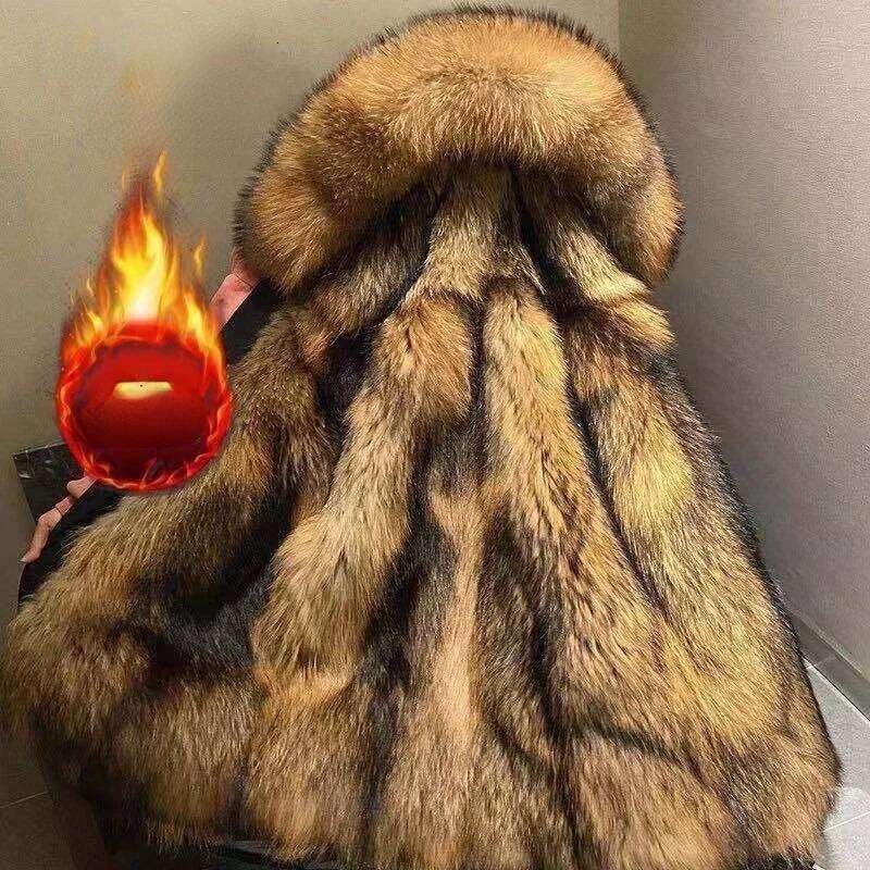 Artificial Mink Jacket Parkas Winter Coat 2024 Thicken Warm Mid-Long Faux Fur Men Overcoat Fashion Plush Outerwear E427 Z260313