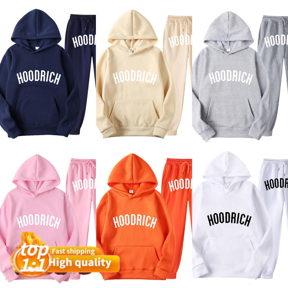 high quality hoodrich two-piece set hoodrich tracksuit New Men's Hooded Sweatshirt Set Designer Top HOODRICH Printed Set Casual Sports Men's Set d8 af da