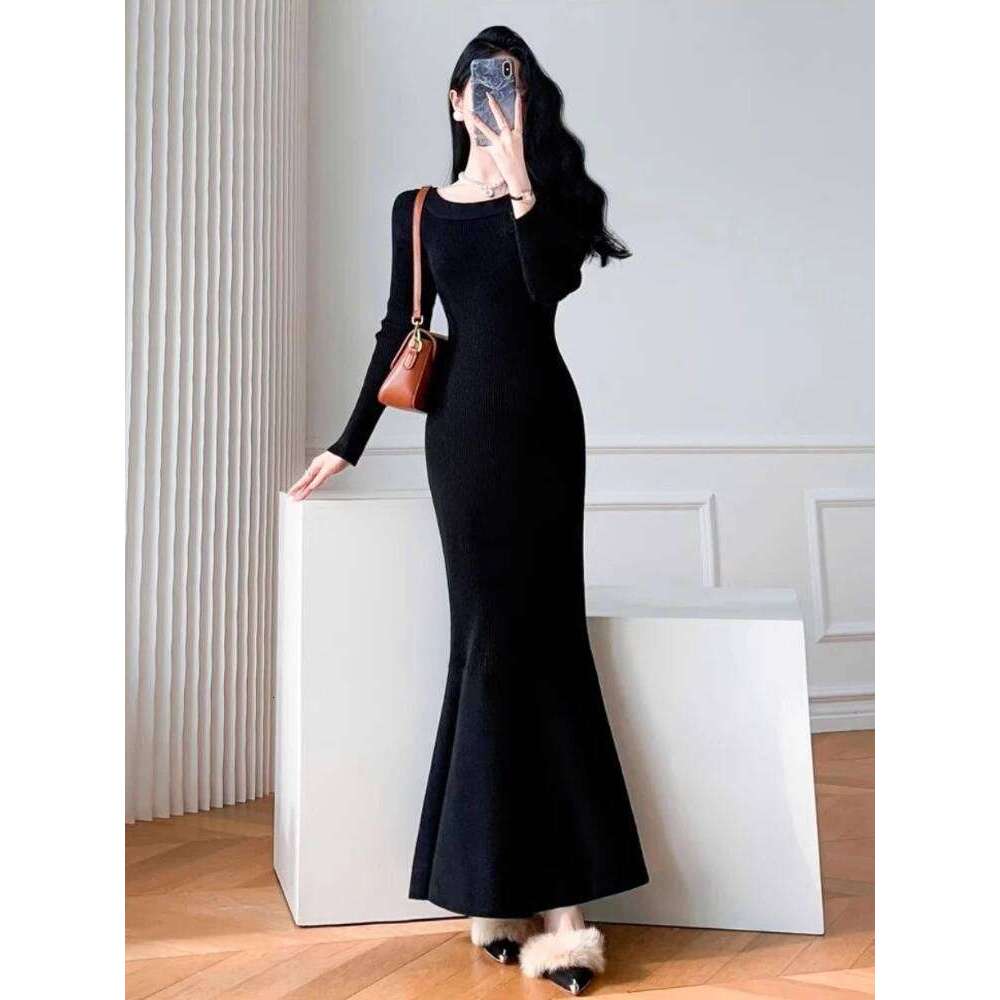 Fishtail Crochet Dresses for Women Clearance Sale Casual Korean Trend Comfortable High Quality Cool Y2k Red Woman Knitted Dress Z260314