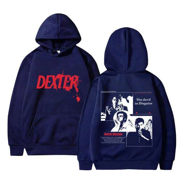 Dexter Morgan's devil pattern printed for men's casual retro streetwear and fashionable Harajuku hoodie Z260314