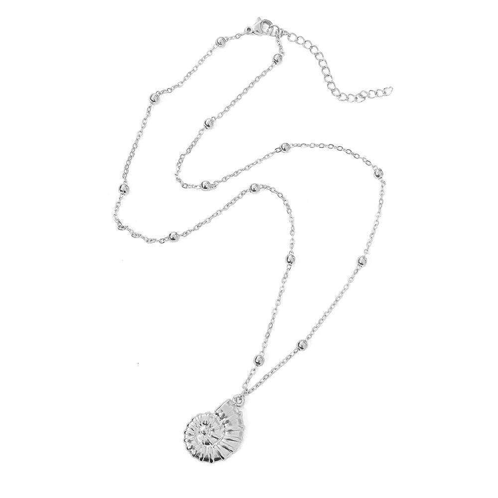 DGIDDK Bohemian Style Stainless Steel Nautilus Shell Ocean Beach Necklace Conch Handmade Jewelry For Women Daily Wear H260312