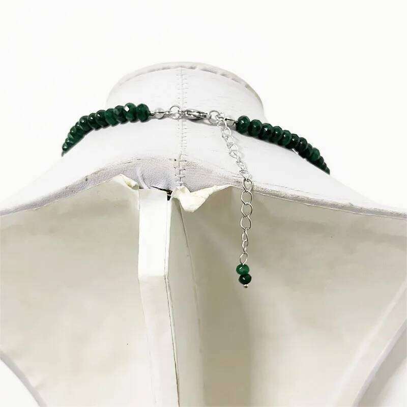 4*6MM Faceted Green Emerald Jade Necklace for Women Natural Stone Bead Choker Collares Abacus Gift Jewelry H260312