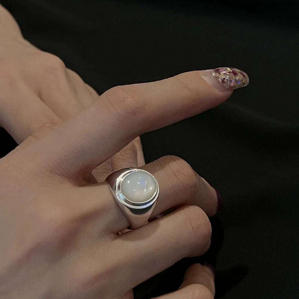 925 Sterling Silver Rings For Women Vintage Handmade Adjustable White Stone Ring Fashion Band Female Bijoux Gift H260312
