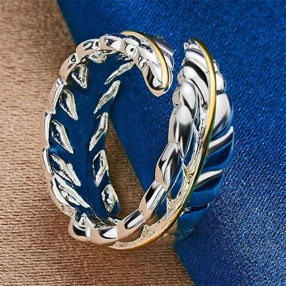 1 piece of 925 sterling silver delicate feather ring with an opening for women's gifts, wedding accessories, jewelry H260312