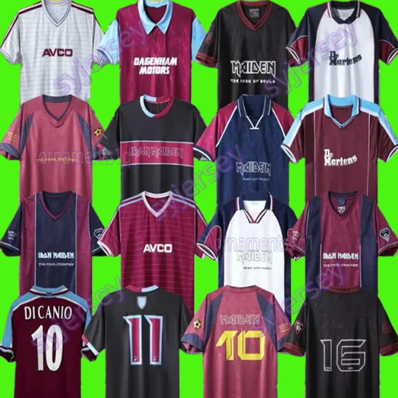 89 1986 retro soccer jerseys Iron Maiden 1990 95 97 DI CANIO KANOUTE LAMPARD 1999 2001 2008 2010 2011 Football Shirts Men Uniforms