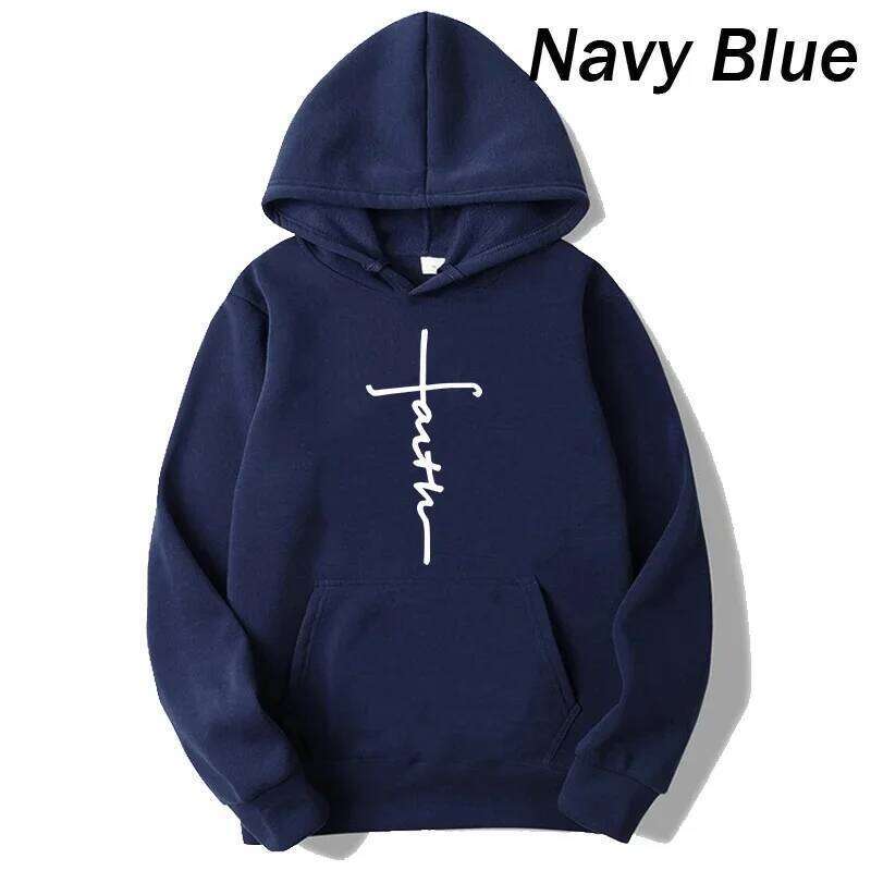 2025 Unisex Cool Faith Print Men Women Fleece Fashion Sports Crew Neck Hoodie Sweatshirt Z260314
