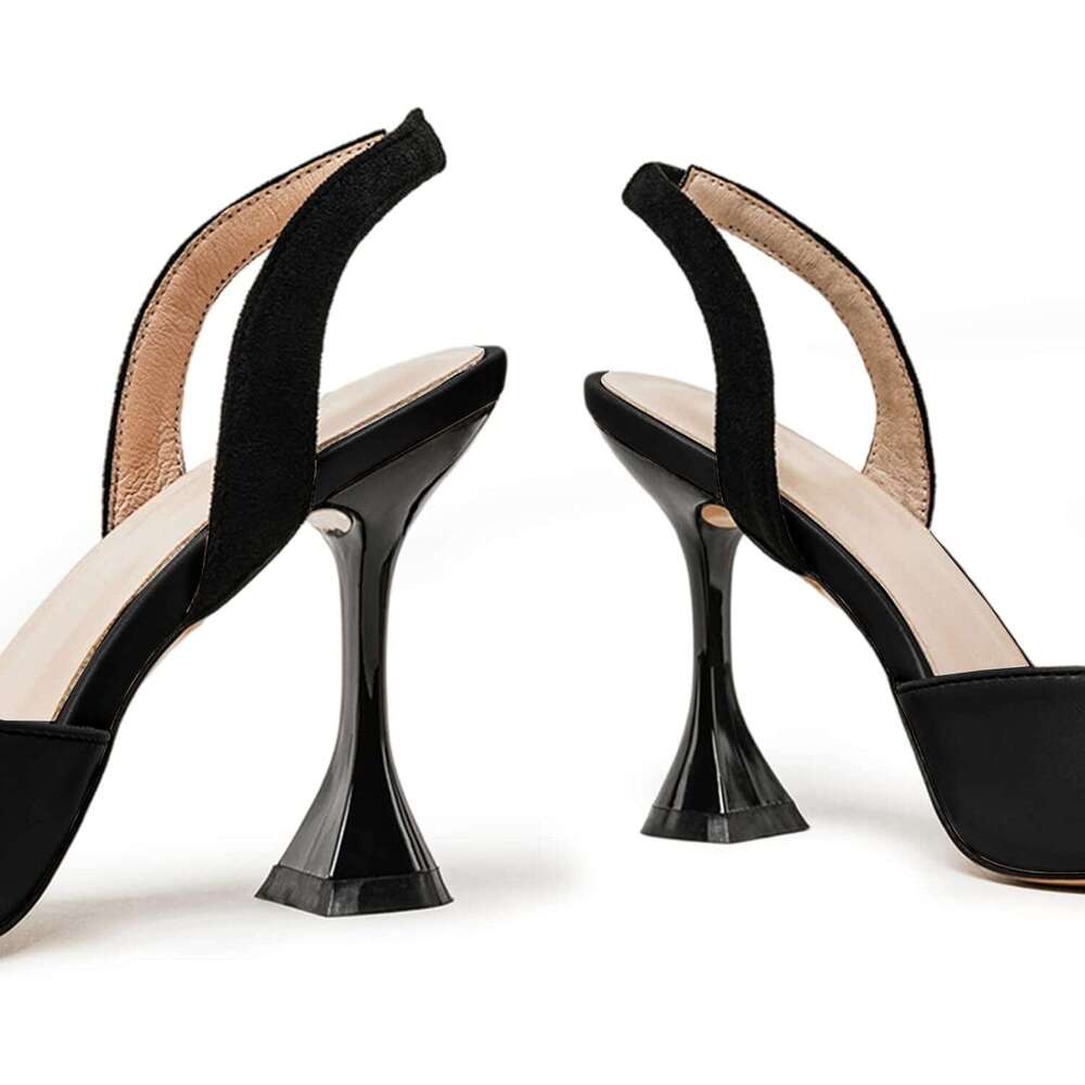 Women S Slingback Pumps Pointed Toe Slip On Stiletto Heels Patchwork Dress Party Shoes MOJIDASHU