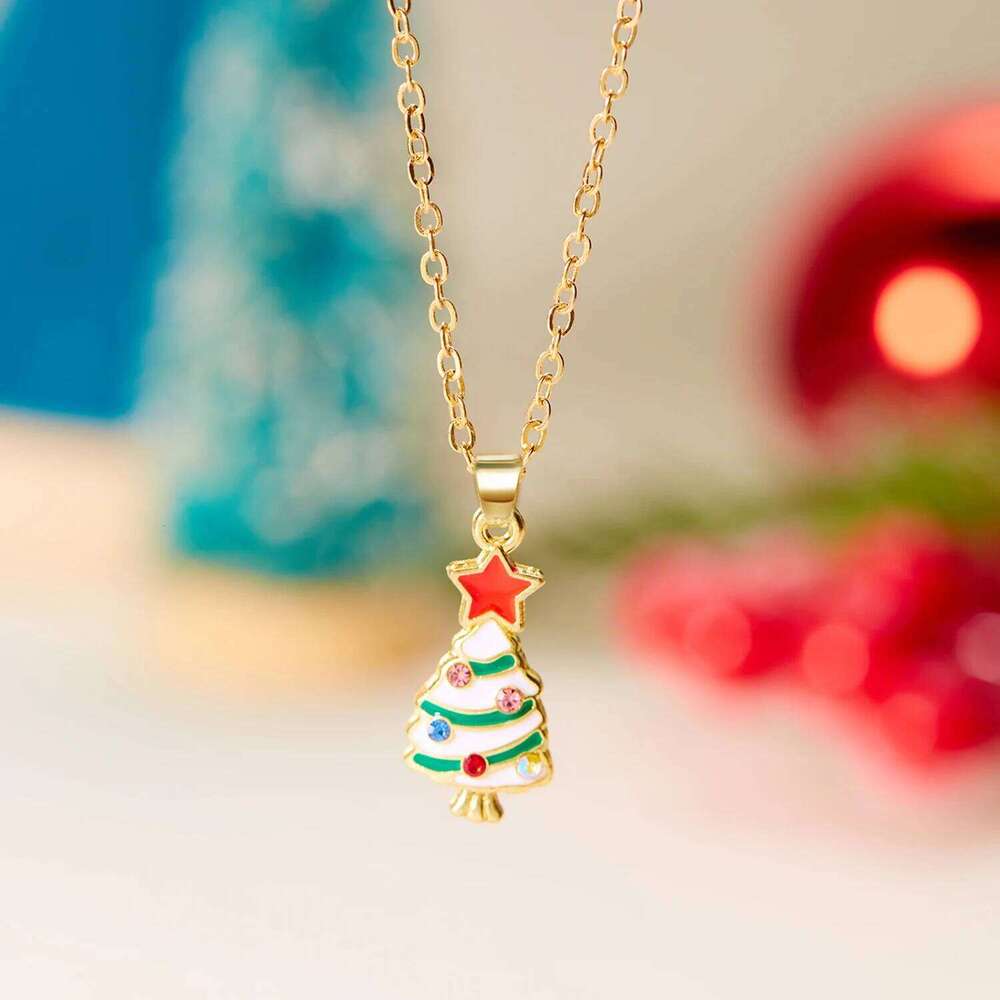 This Year's New Design Collection Christmas Snowflake Old Man Tree Pendant Necklace Party Holiday Jewelry H260312