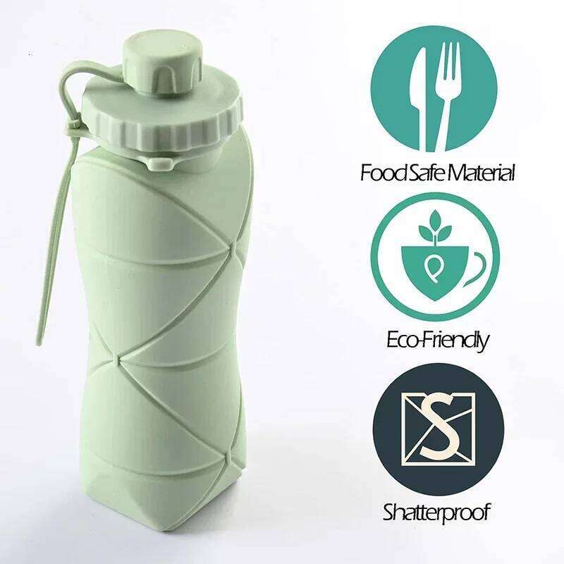 Silicone Folding Water Sport Camping Reusable Adult Portable Hiking Motivational Drinking Bottle Cycling Kettle 600ML Z260314