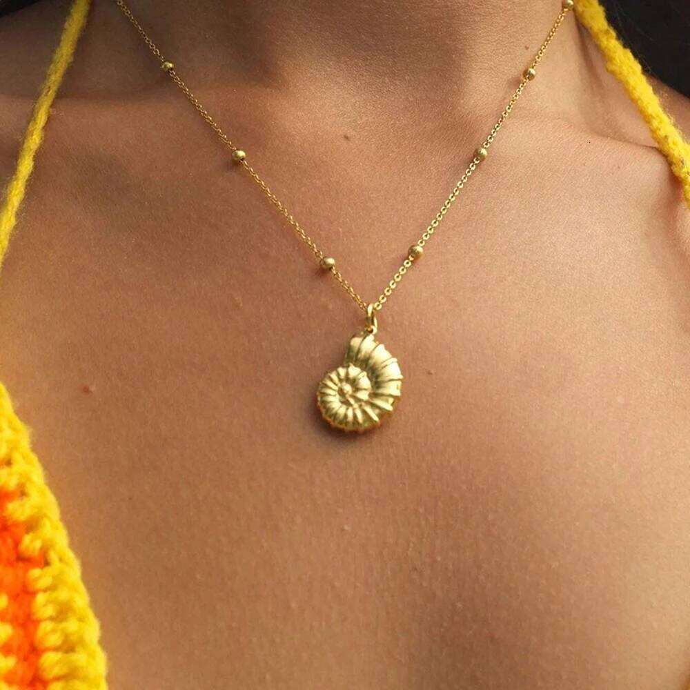 DGIDDK Bohemian Style Stainless Steel Nautilus Shell Ocean Beach Necklace Conch Handmade Jewelry For Women Daily Wear H260312