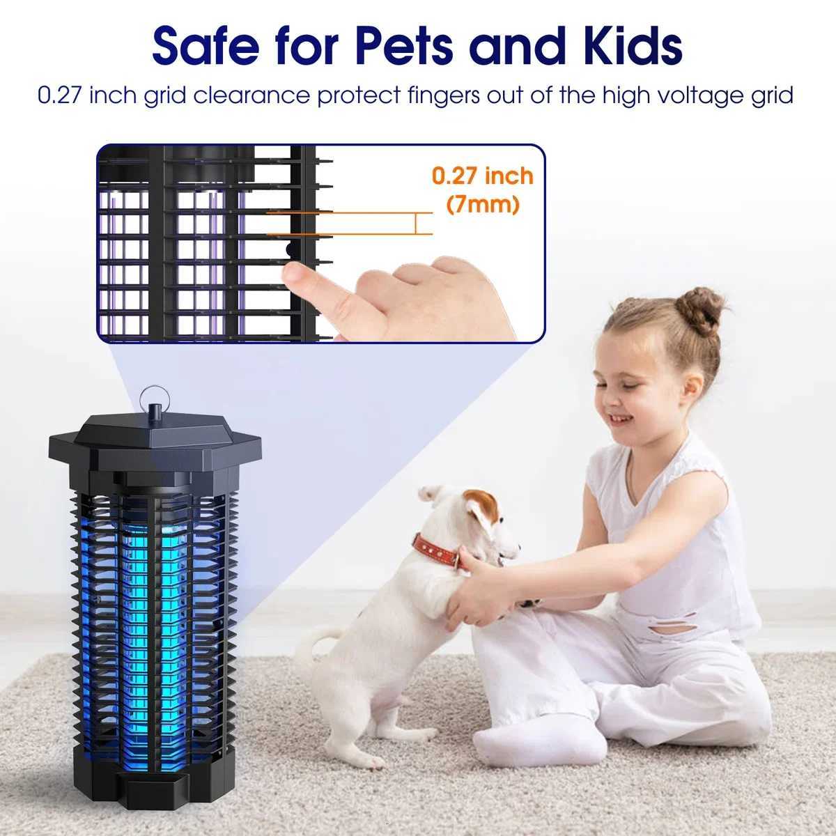 71 4000V Waterproof Electric Mosquito Zappers Bug KillerInsect Fly Trap for Home Backyard Patio 2500 sqft Low Light intensit H260313