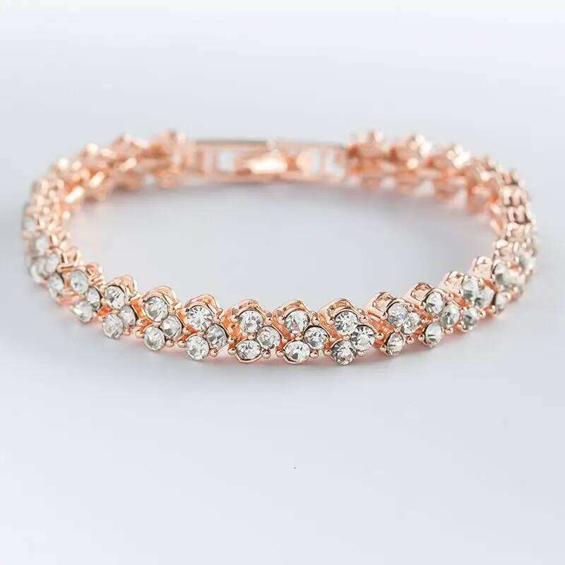Silver Color Rose Gold for Female Crystal Heart Charm Bracelet Women Bridal Wedding Fine Jewelry Gift Z260313