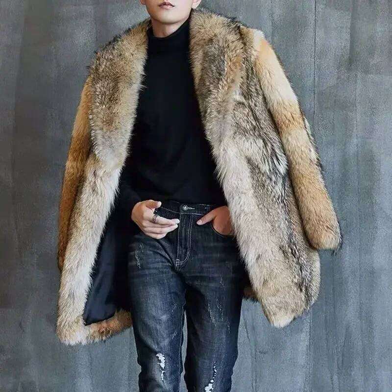 2024 High-end Direct Sales Men's Medium and Long Wolf Mink Fur Coat Men Z260313