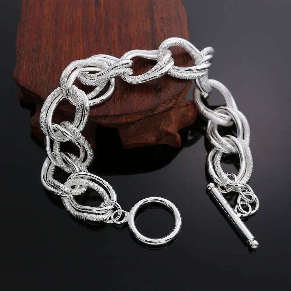 925 Sterling Silver beautiful Double twist chain Bracelets For Women fashion party Wedding accessories Jewelry Holiday gifts Z260313