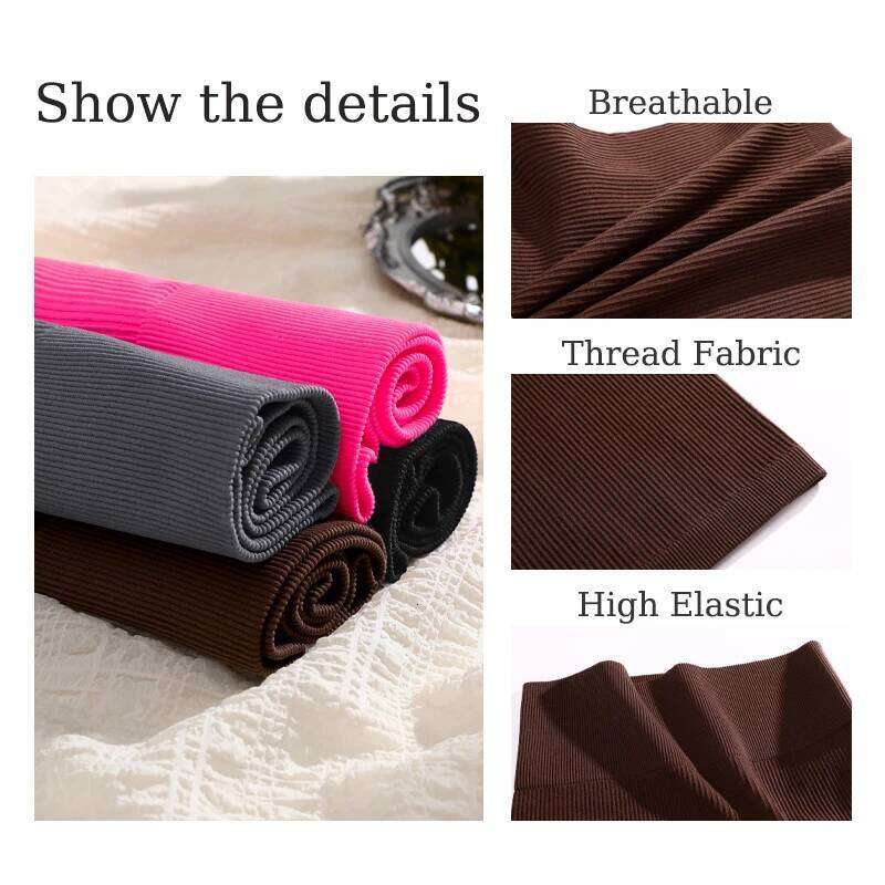 2 Pieces Versatile Elastic Package Hip Pencil Women Seamless Solid Color Stripe Fabric Skirts High Waist Tight Short Skirt Z260314
