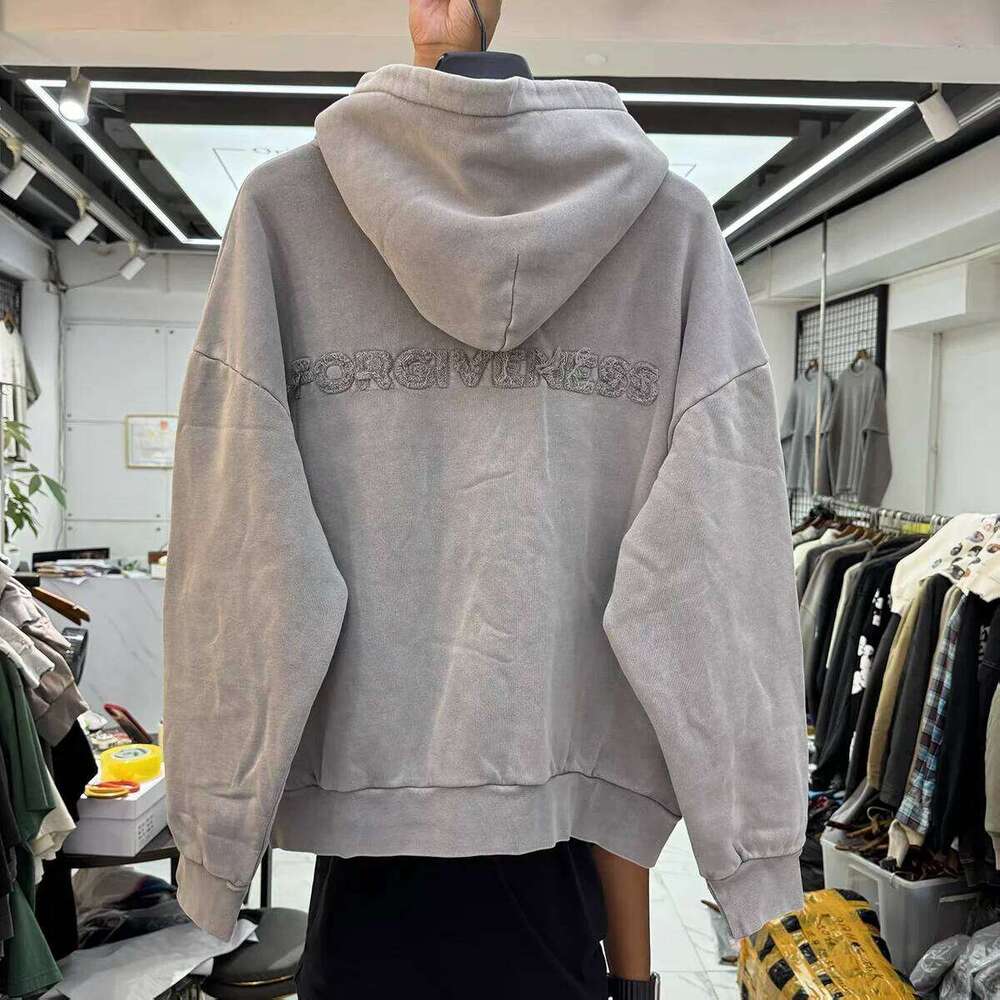 Washed Embroidered Patched Alphabet Hoodie Men Women Best Quality Hooded Pullover Z260315